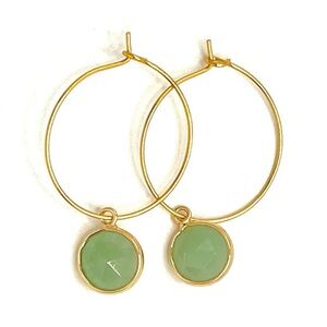 Lemon Street Box Amazonite Dangle Earrings 18k Gold Plated Hoop St Patricks Day
